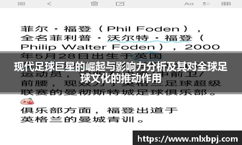 现代足球巨星的崛起与影响力分析及其对全球足球文化的推动作用